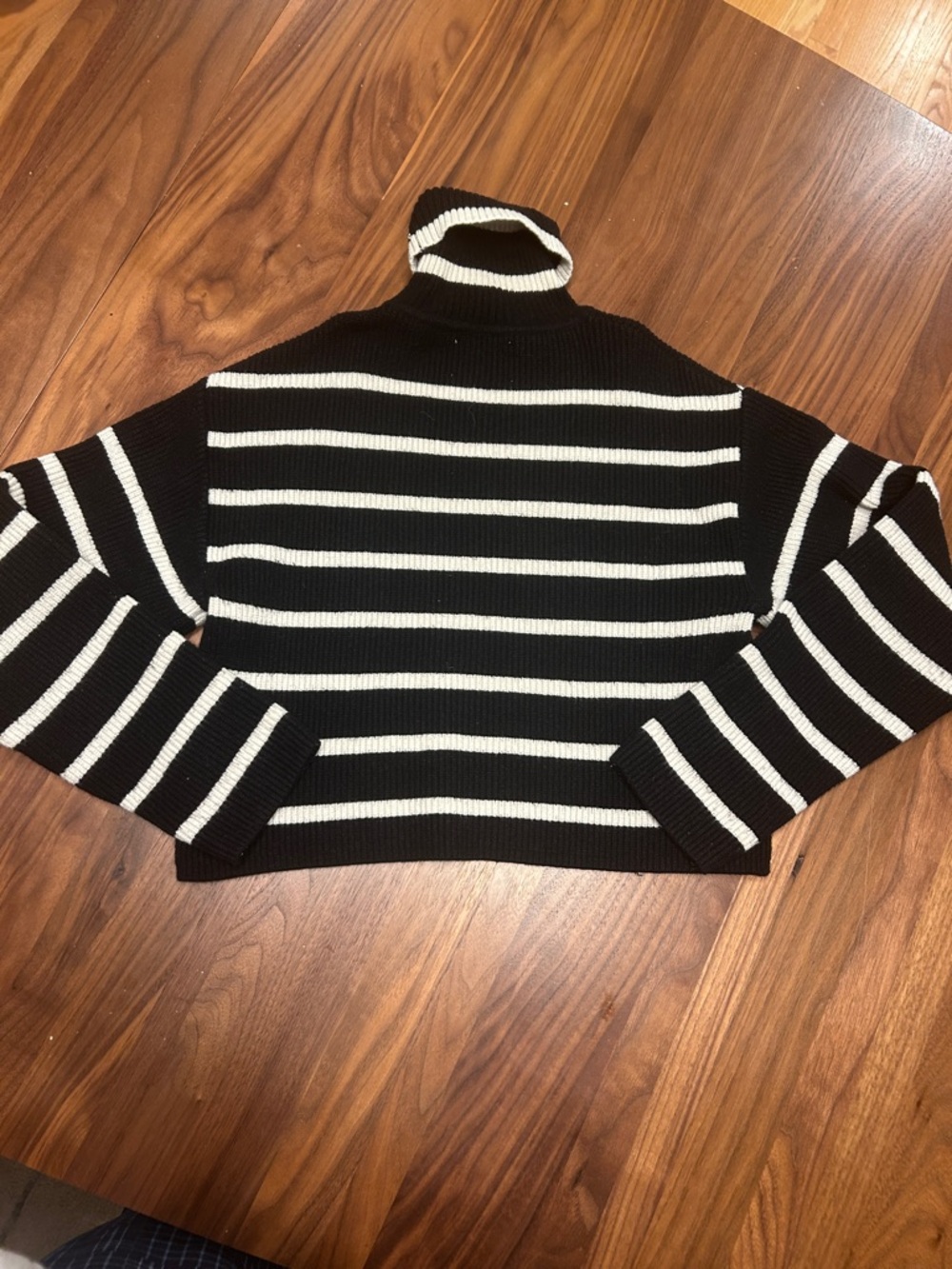 Zara Black and White Striped Turtleneck Sweater - Girls
